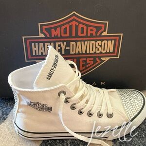 CUSTOM Bedazzled Harley-Davidson White High-Tops